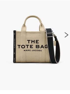 Marc Jacobs Beige Canvas Small Tote with Black Strap